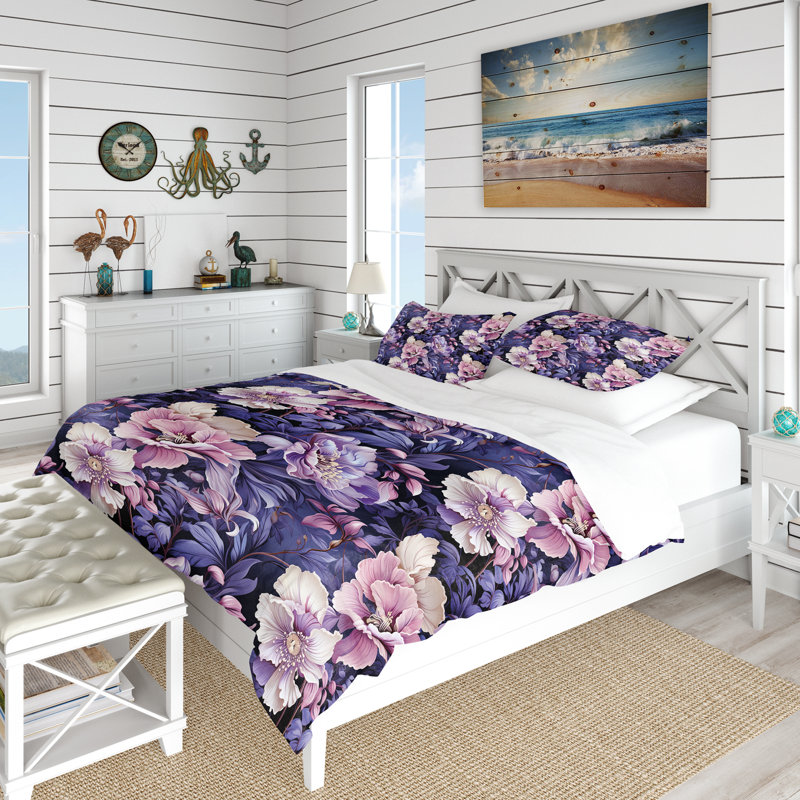Ensemble de housse de couette Orchid Twilight, Housse de couette pour grand lit et 2 taies décor