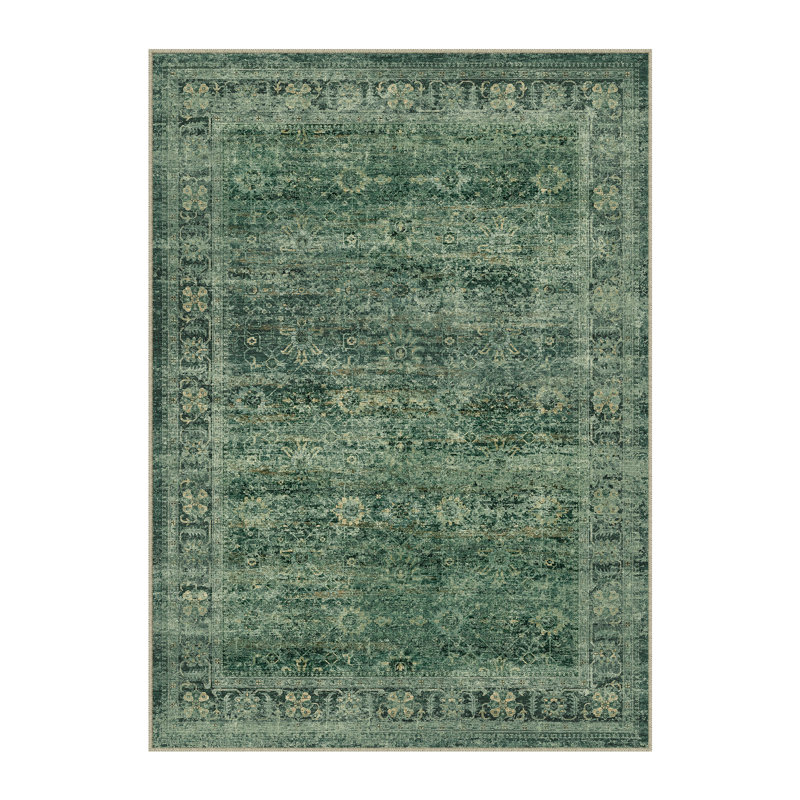 Tapis vert lavable Ladonya avec envers antidérapant, Rectangle 9 pi x 12 pi