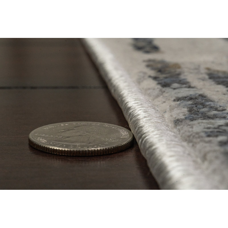 Tapis gris à motif abstrait Waitsburg, Tapis de couloir : 2 pi 2 po x 7 pi 7 po