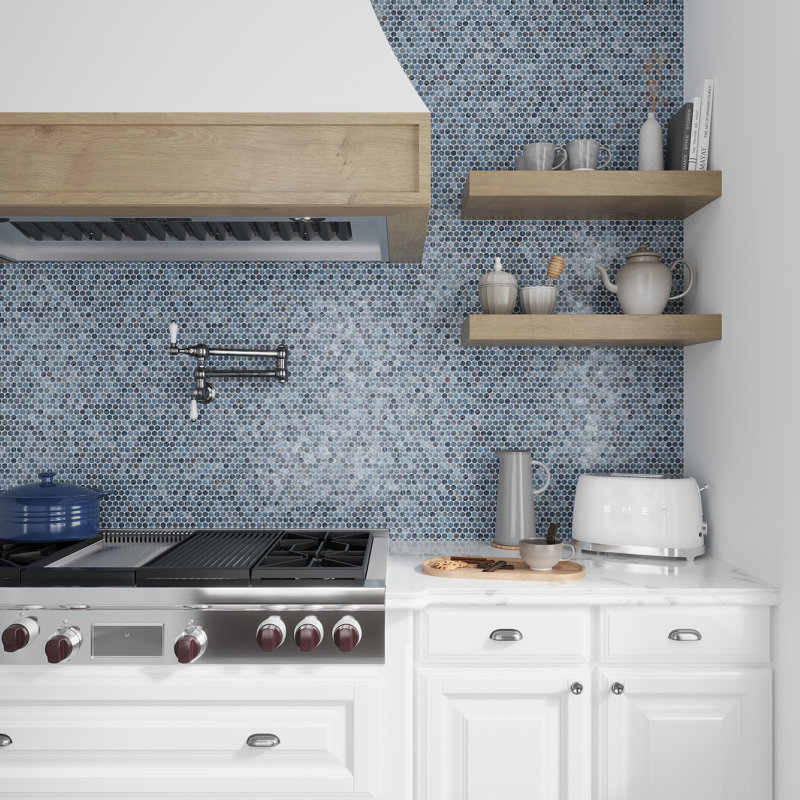 0.8 in. x 0.8 in. Glossy Tile, Mixed Gray