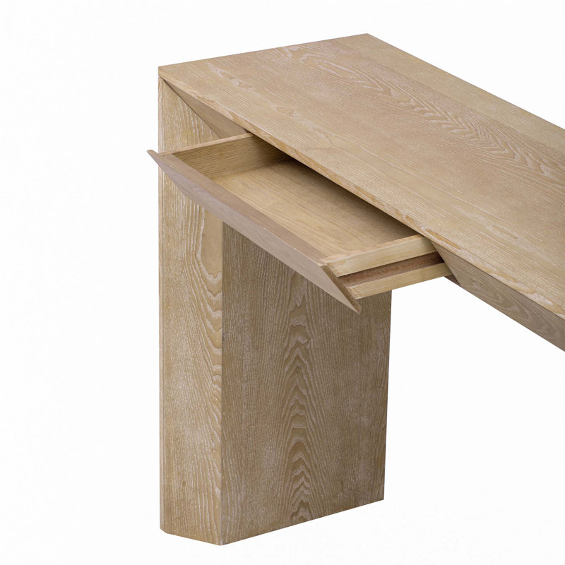 Console 60 po avec 2 tiroirs dissimulés, Naturel