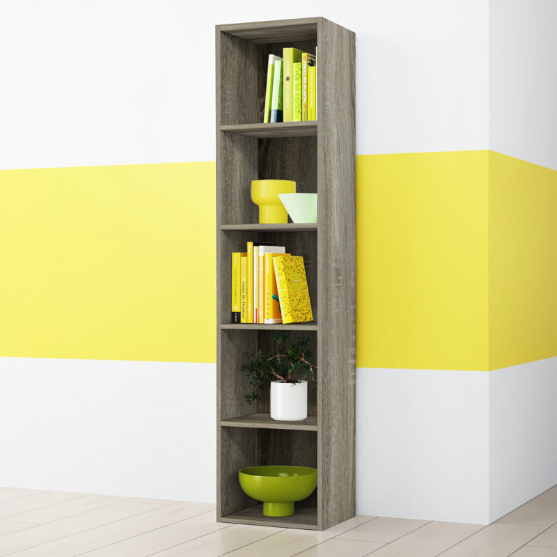 Cannice Bookcase, (5 Shelves) 52.1" H x 12" W x 9.3" D, French Oak