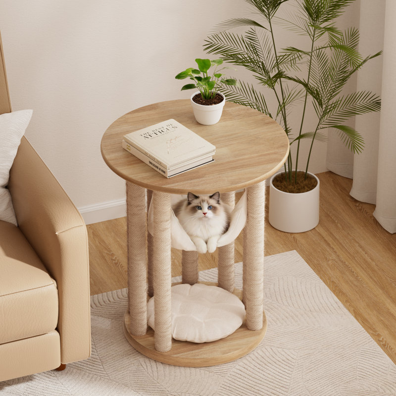 Table de bout Farmhouse Pet Tree avec poteaux à griffer et hamac amovible