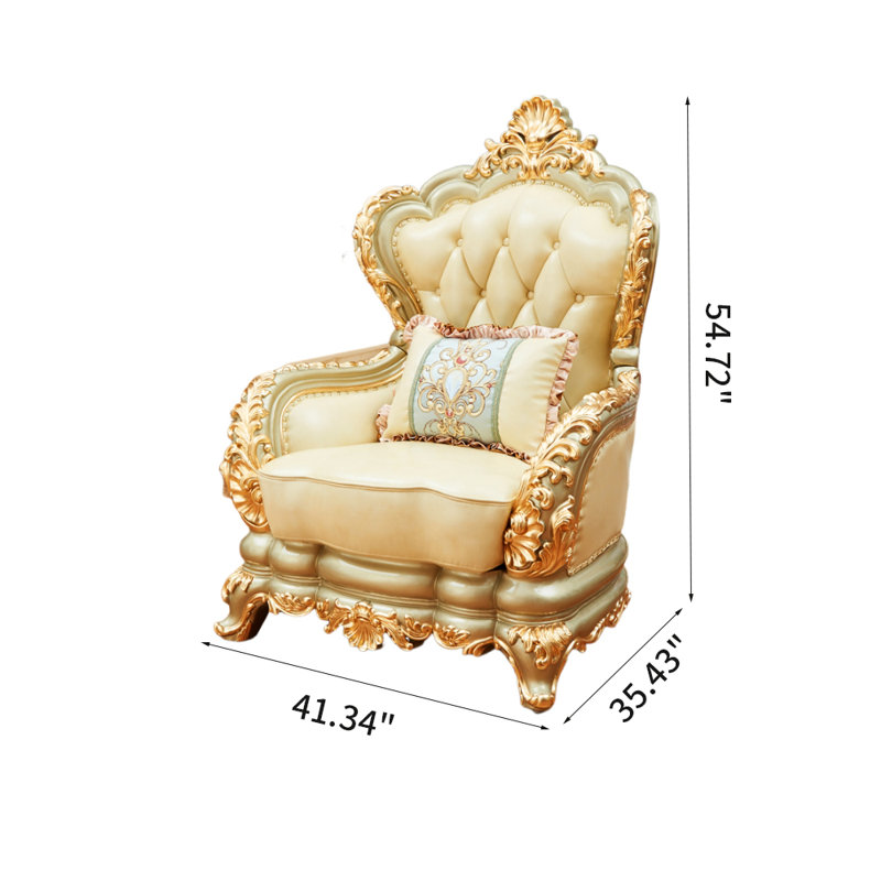 Solid Wood Cowhide Sofa Chair Leather Armchair
