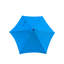 Parasol 9 pi avec abat-jour de patio, motif + auvent bleu, forme hexagonale de l'auvent, poteau à grain noir argenté, inclinaison à bouton-poussoir, système de levage à manivelle, évent, jardin et protection Upf 40+