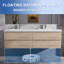 Meuble-lavabo flottant mural 72 po en chêne naturel avec double surface de comptoir blanche-968239655