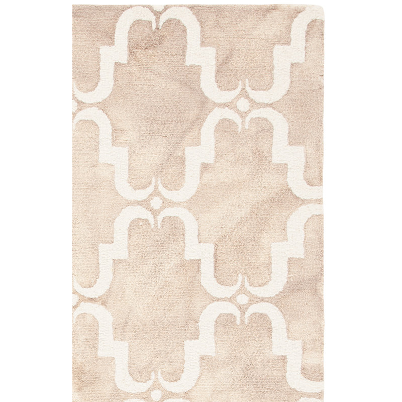 Berman Hand Tufted Wool/Cotton Geometric Rug in Beige/Ivory, Rectangle 8' x 10'