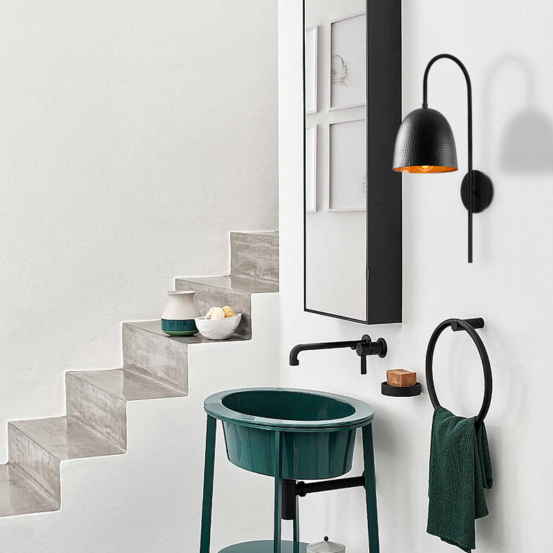 Lampe murale moderne avec corps en métal, finition noire, 22,0 x 9,4 x 22,4 pouces | Douille E27, 40 W maximum | Design scandinave élégant, parfait pour le salon ou la chambre à coucher | Solution d'éclairage élégante et fonctionnelle
