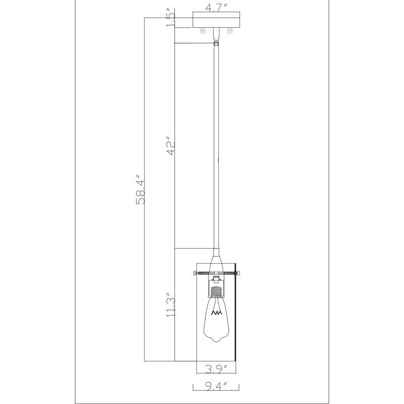 Luminaire suspendu cylindrique à 1 lumière, Nickel satiné mat