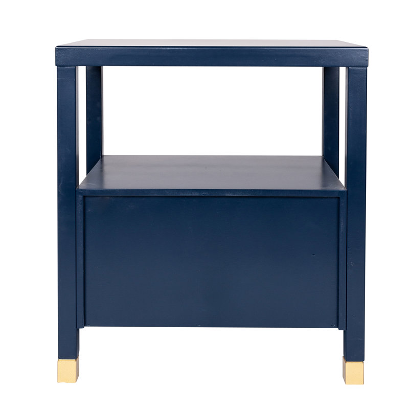Francisca 2 - Drawer Solid Wood 22" Nightstand, Navy Blue
