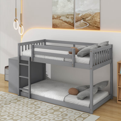 Twin Over Twin Bunk Bed With Drawers And Shelves