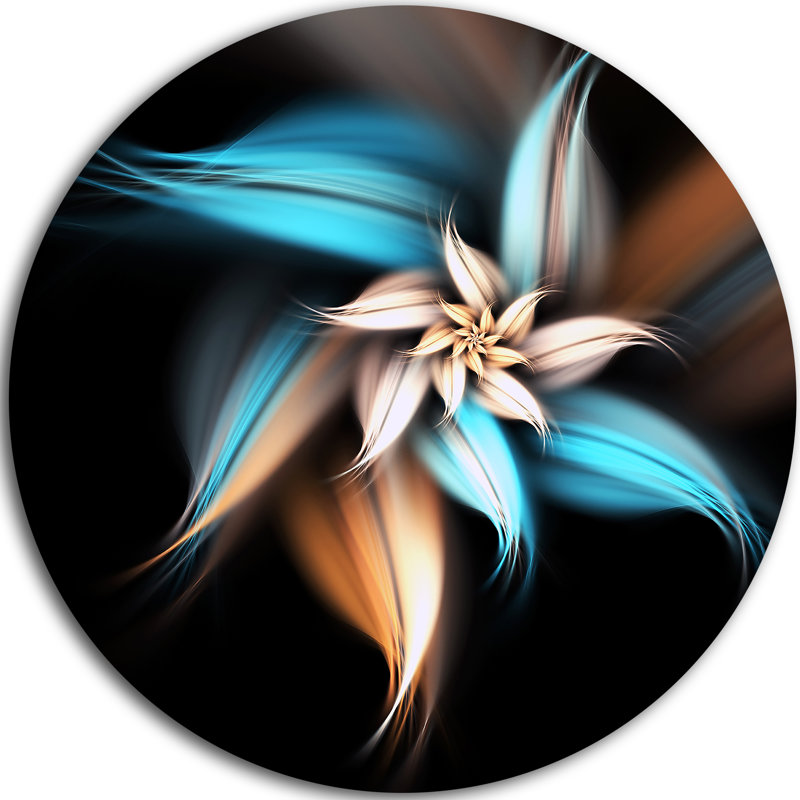 « blue brown digital art fractal fleur », impression sur métal, H 36 po x l 36 po x P 1 po