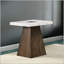 Table de bout contemporaine carrée avec plateau en marbre élégant et base effilée en bois pour les espaces de vie modernes