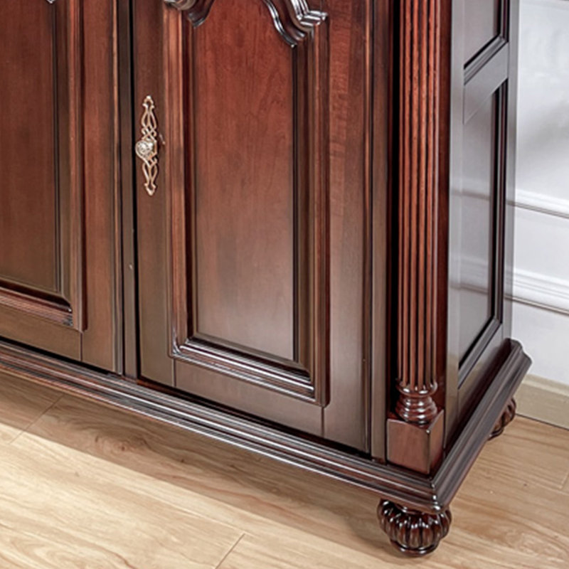 Dark-walnut Solid Wood Shoe Storage Bench