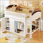 Lit mezzanine double avec rangement, garde-robe et éclairage à DEL, conception peu encombrante-2036134973
