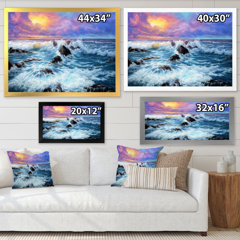 Wild Blue Ocean Waves XV - reproduction d'art sur toile nautique et côtière, H 8 po x l 12 po x P 1 po