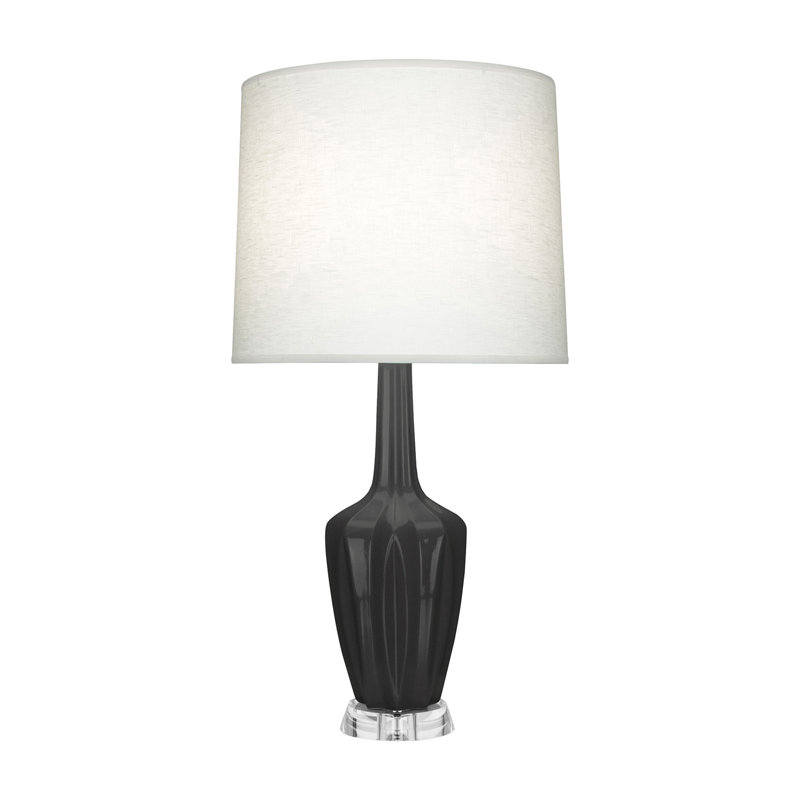 Petite lampe d'appoint Emma, H 30 po x l 6,25 po x P 15 po, Céramique / métal, Frêne verni