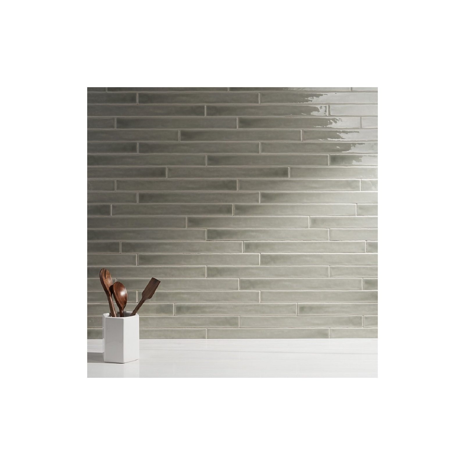 Capetown 2" x 20" Crackled Ceramic Subway Wall Tile (20 pieces/ 5.38 sq. ft./ Case), Green