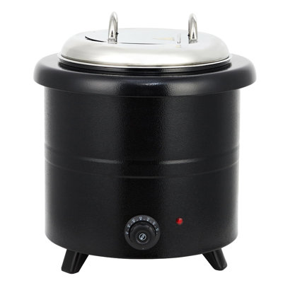 Commercial Electric Soup Kettle Warmer with Removable Stainless Steel Insert, Hinged Lid, and Anti-Scald Handle