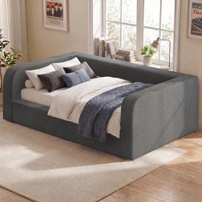 Lit de jour simple rembourré, lit de nuage de 4,7 po entièrement rembourré avec coins arrondis doux, canapé-lit confortable pour la chambre à coucher, le salon, la chambre d'amis, aucun sommier nécessaire, assemblage facile en 15 minutes