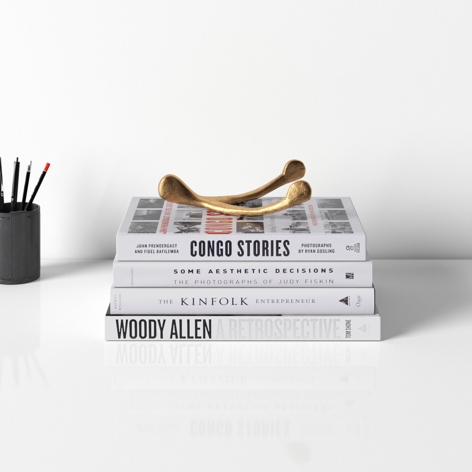 Electra Decorative Books - White & Black Coffee Table Stack - 4 White Books