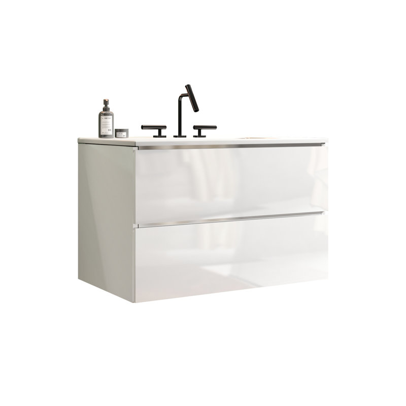 Armoire de salle de bain Modern Modern, 31", Blanc lustré