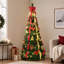 Sapin de Noël pliable artificiel pré-illuminé avec lumières chaudes et décorations pour une installation de Noël instantanée
