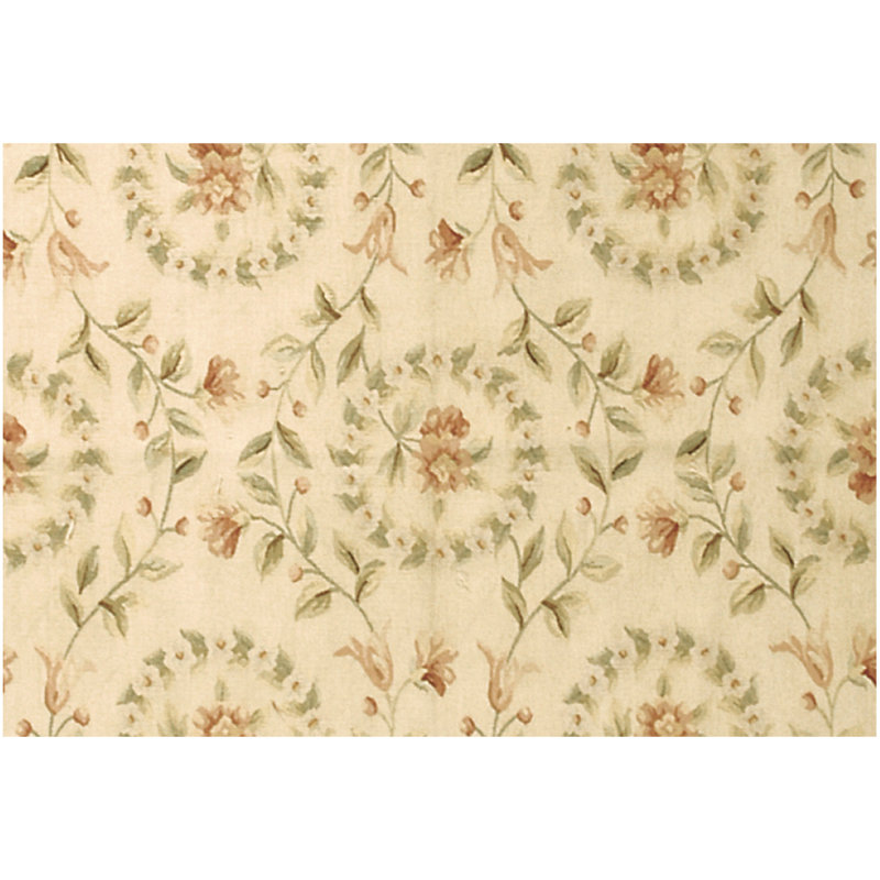 Flatweave Wool Floral Area Rug, Rectangle 12' x 15'