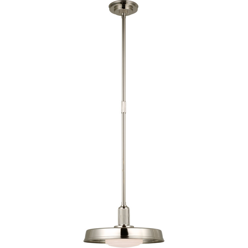 Chapman & Myers Ruhlmann Factory Pendant, 44" H x 14" W x 14" D, Polished Nickel, White/Polished Nickel