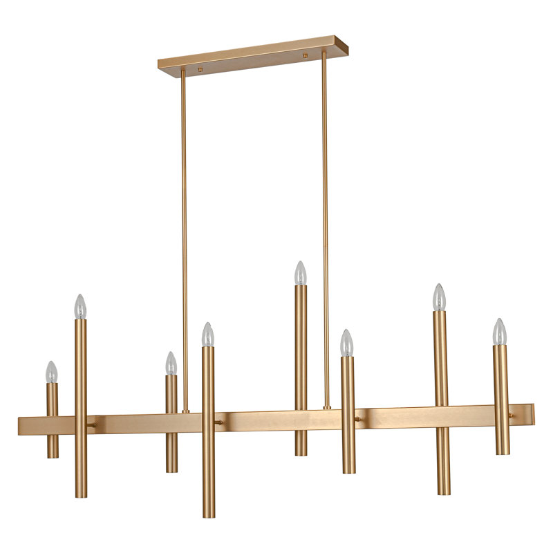 Lustre linéaire pour îlot de cuisine à 8 lumières à intensité variable Trivon, Or