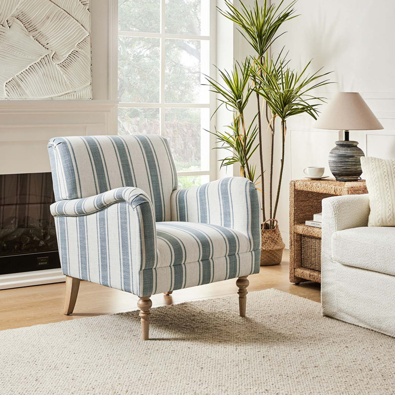 Lila 75 Cm Wide Coastal Farmhouse Armchair, Blue