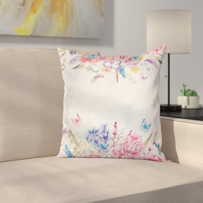 Flower and Butterfly Pillow Cover