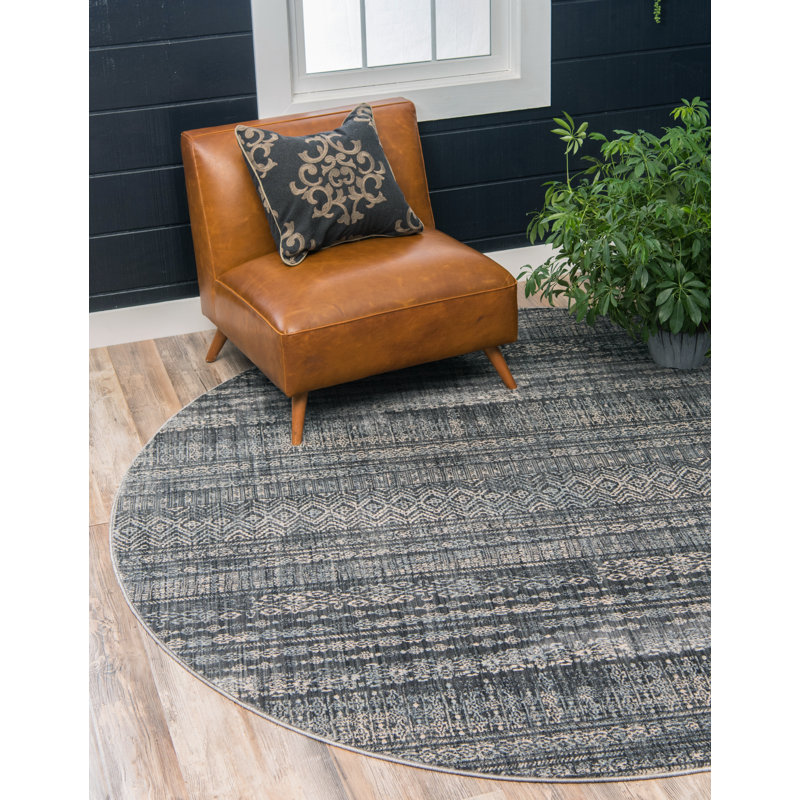Ianmichael Chevron Indoor Rug, Round 8'