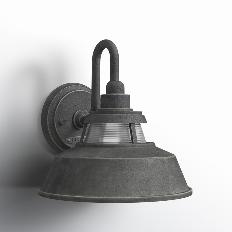 Troyer 1-Light Outdoor Wall Lantern, Aged Zinc, 10" H x 10" W x 10" D