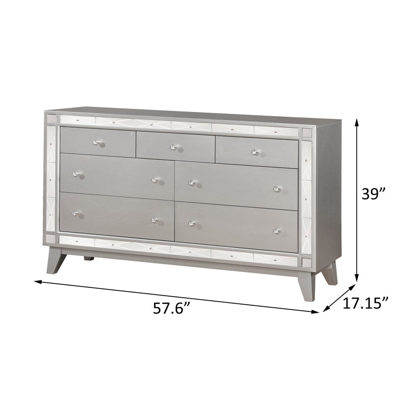 Eltra 7 Drawer 57.6" W Dresser in Metallic Mercury