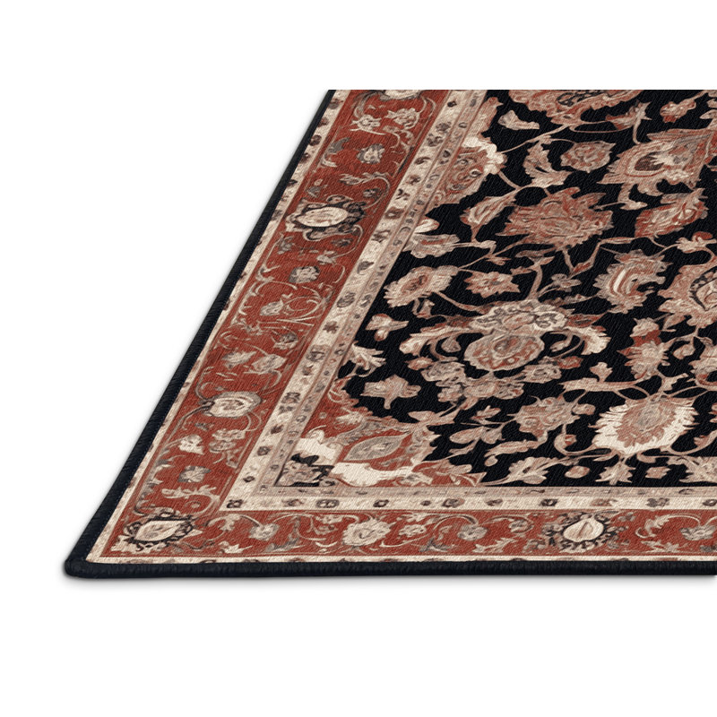 Tapis brun lavable à la machine, Rond 7 pi