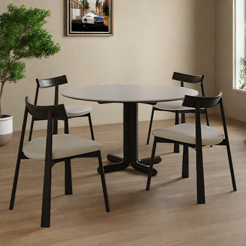 Romantic simple dining table and chair, 29.5"H x 51.1"L x 51.1"W