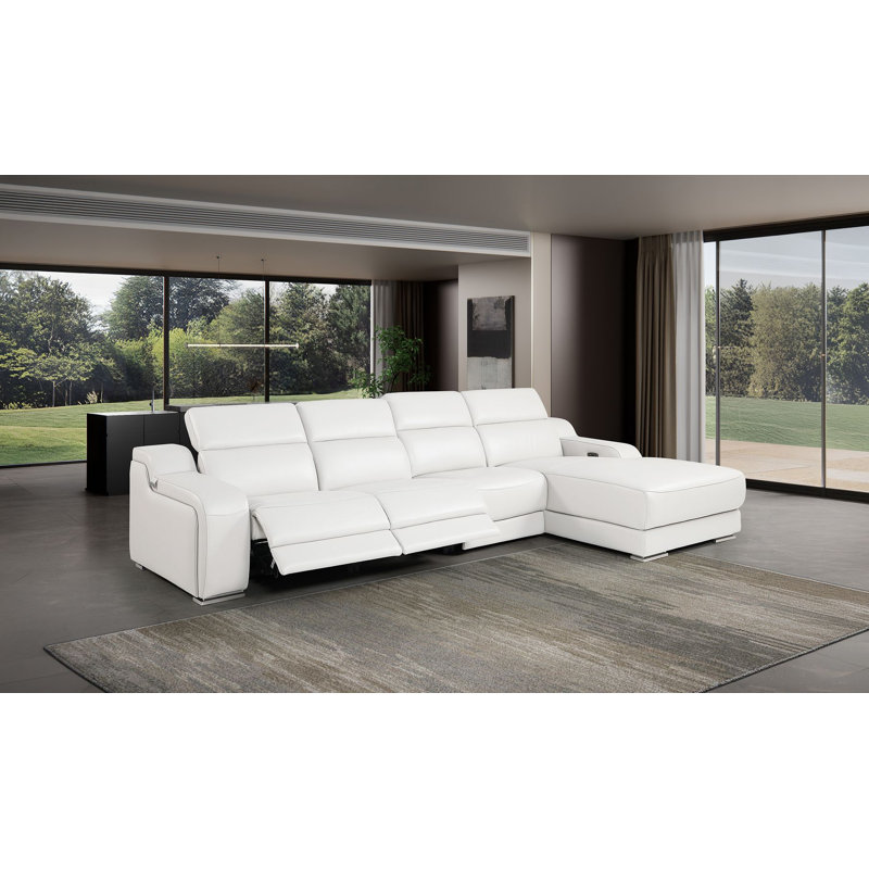 Canapé modulaire en cuir italien Coronado 4 pièces faisant face à la droite avec 2 fauteuils inclinables électriques et appuis-tête réglables orientés vers la droite Coronado