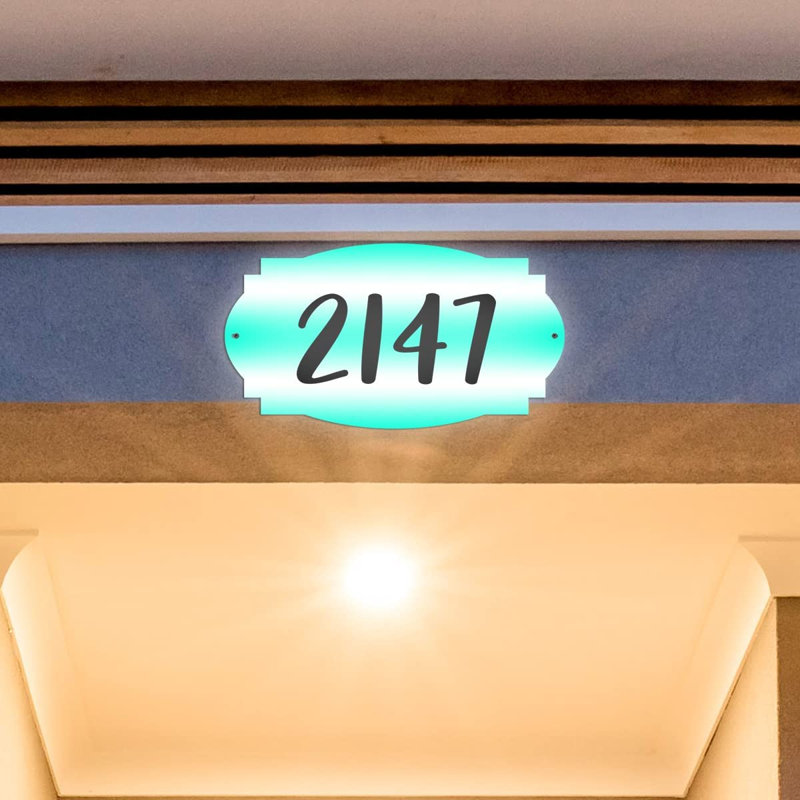 Plaque d'adresse murale sur 1 ligne, Turquoise, Oui