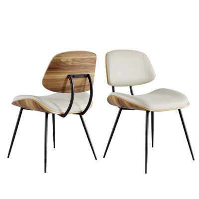 Mid Century Faux Leather Dining Chairs with Backrest