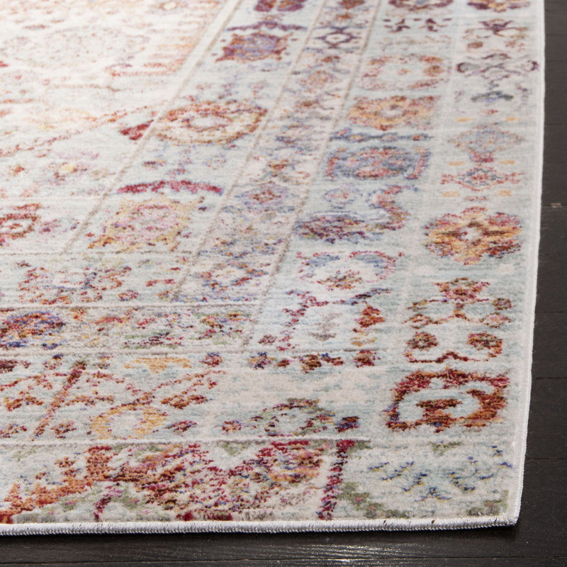 Tapis oriental gris / rouge Porthleven, Rectangle 2 pi 3 po x 4 pi