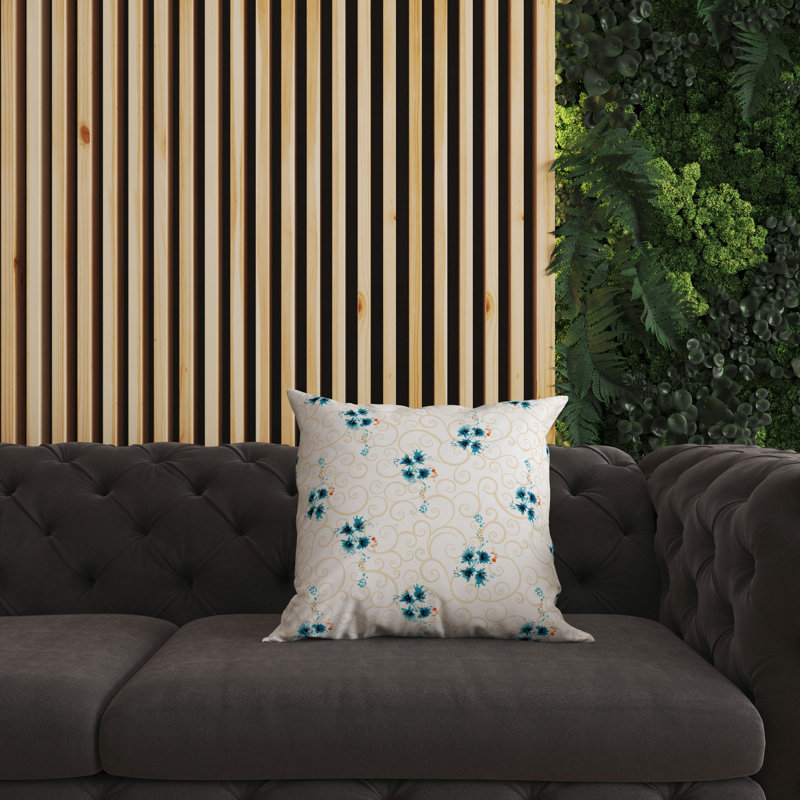 Coussin Orchid Artistry, H 18 po x l 18 po, Bleu / blanc / beige floral