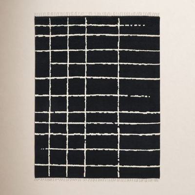 Paris Hand Knotted Area Rug in Black/White