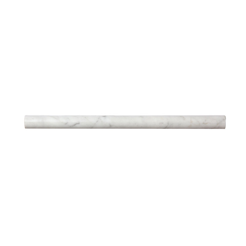 Bianco Carrara 0.75" x 12" Polished Marble Pencil Liner Tile Trim in White