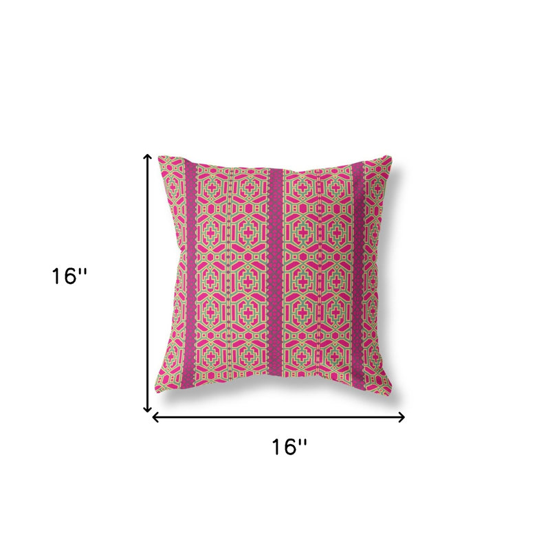 Coussin décoratif 16 po x 16 po Broadcloth, Rose / vert du sud-ouest