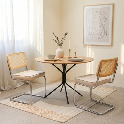Chaise d'appoint rembourrée avec dossier en rotin et structure en métal 19,3 po H (ensemble de 2)