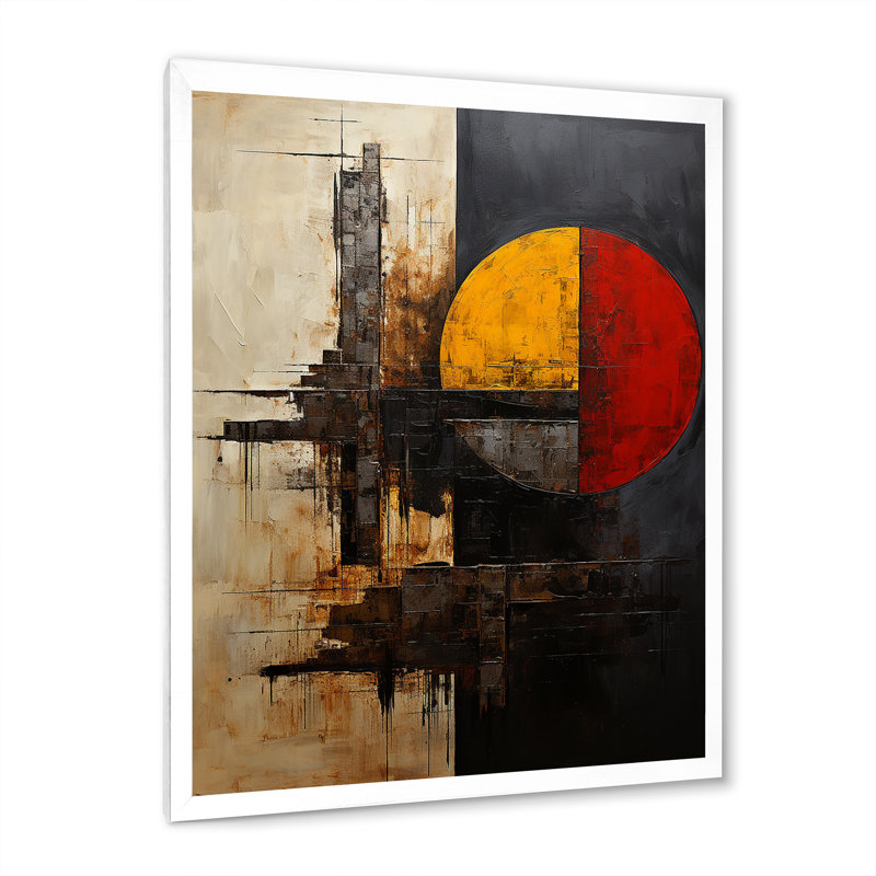 Belge avec impression géométrique sur toile, H 20 po x l 12 po, Cadre simple blanc
