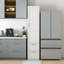 Garde-manger moderne autoportant Vickey avec tablettes réglables et design blanc élégant pour un rangement polyvalent