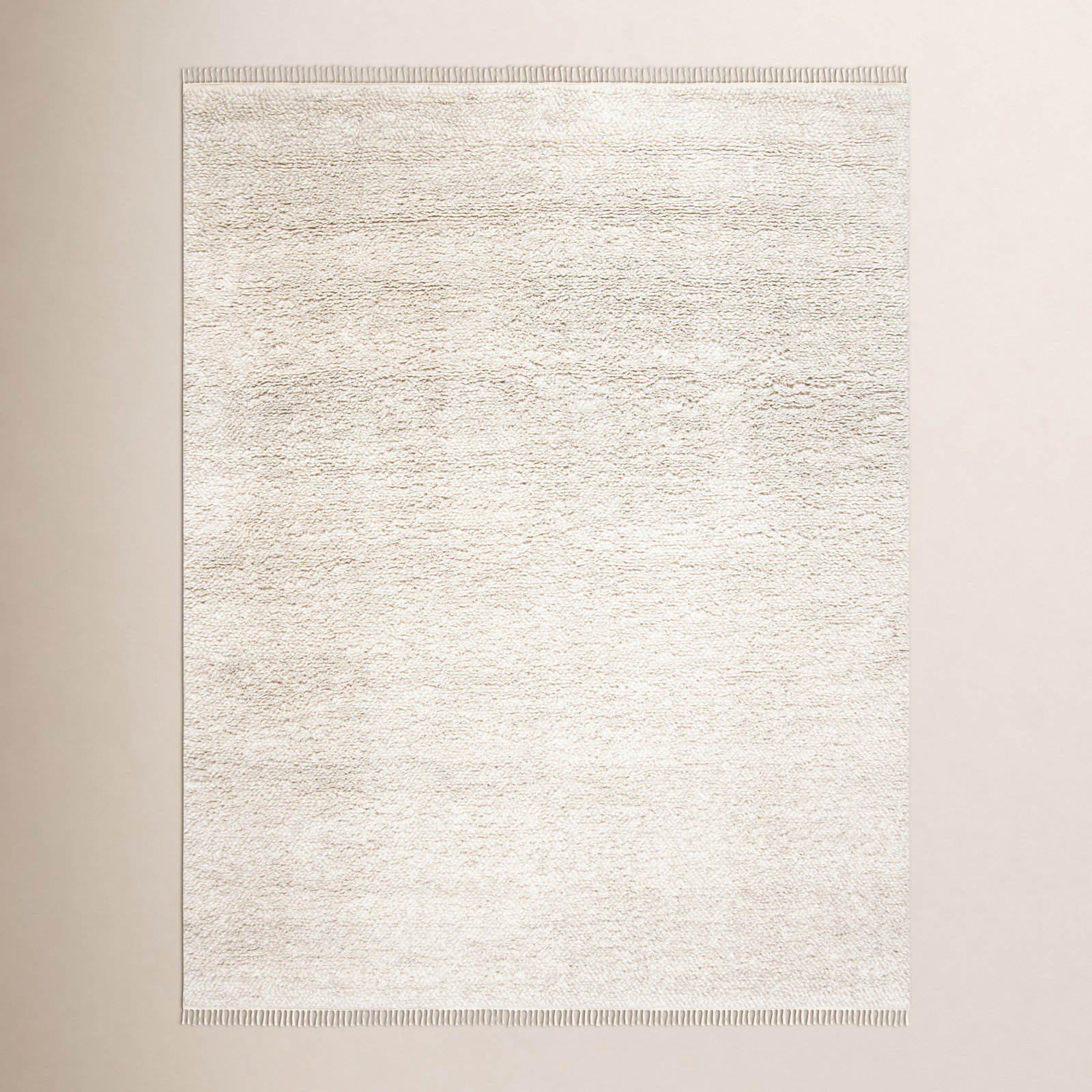 Wyly Beige Handmade Shag Wool Rug, Rectangle 9' x 12'
