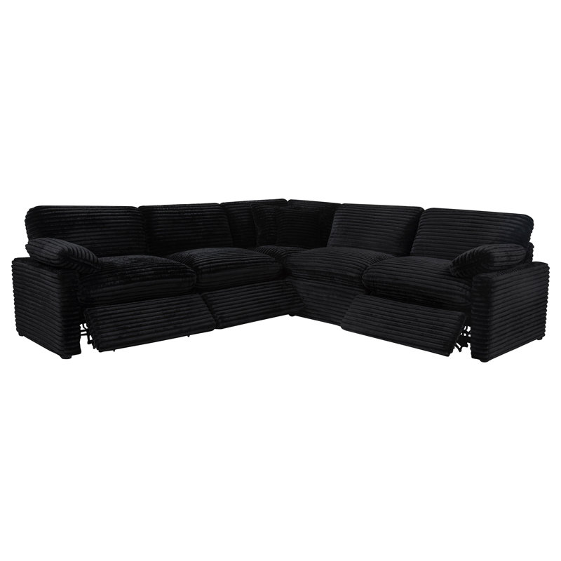 Collins 5-Piece Modular Power Reclining Sectional Black, Black Corduroy